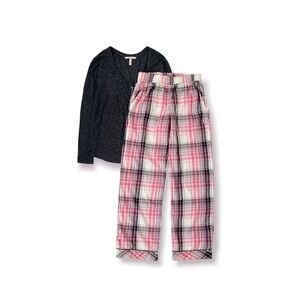 Victoria's Secret Black and Pink Plaid Pajama Set